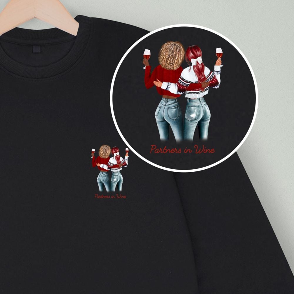 Personalised Sweatshirt with Two Friends Illustration