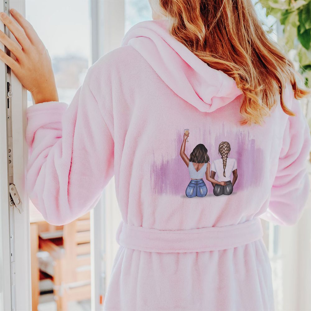 Personalised Girlfriends Illustration Bathrobe