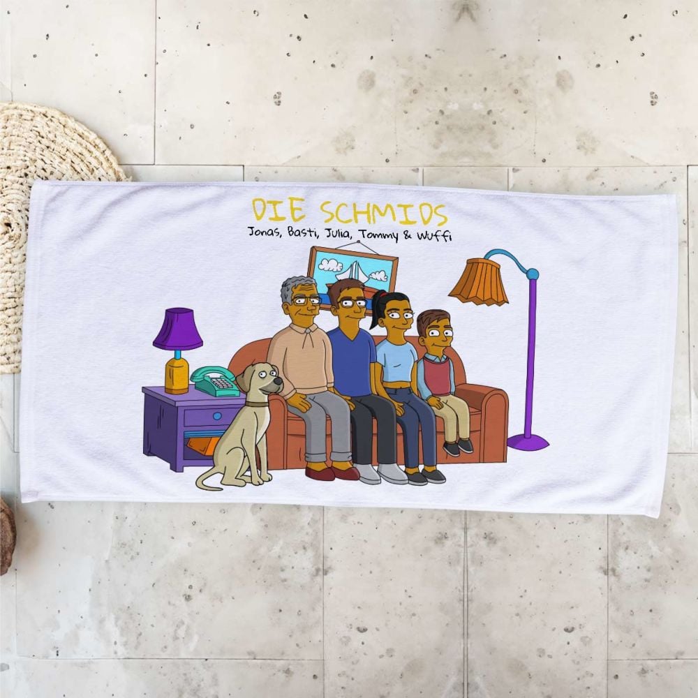 Personalised Cartoon Family Towel