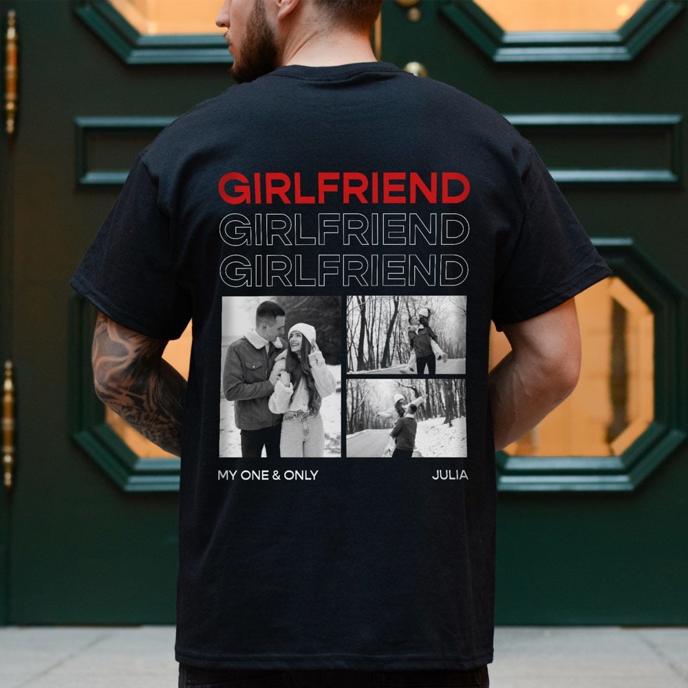 Personalised T-Shirt with Black and White Photos and Text