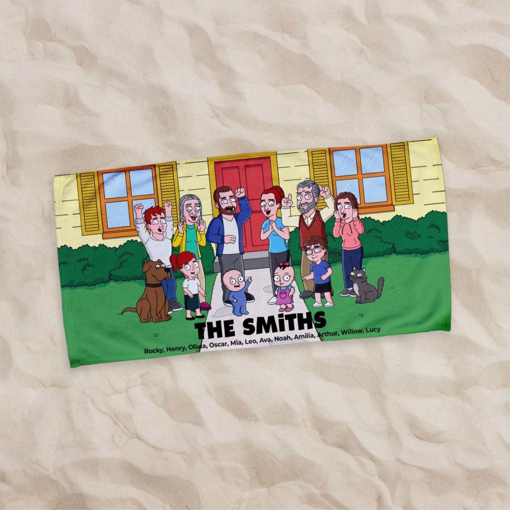 Personalised Family Cartoon Towel