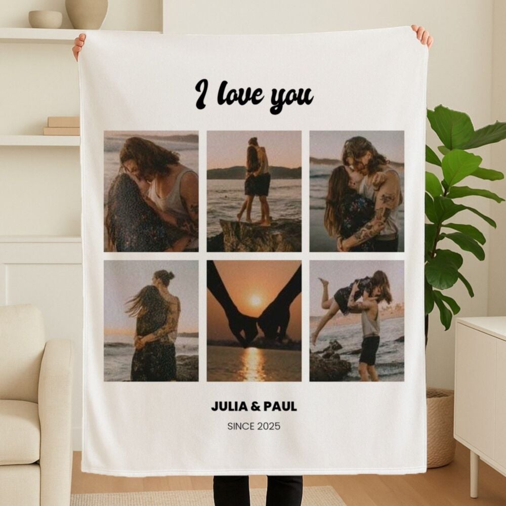 Personalised Photo Upload Blanket with Text