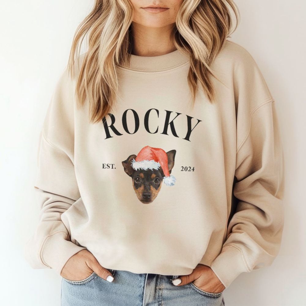 Personalised Sweatshirt with Pet in Christmas Hat
