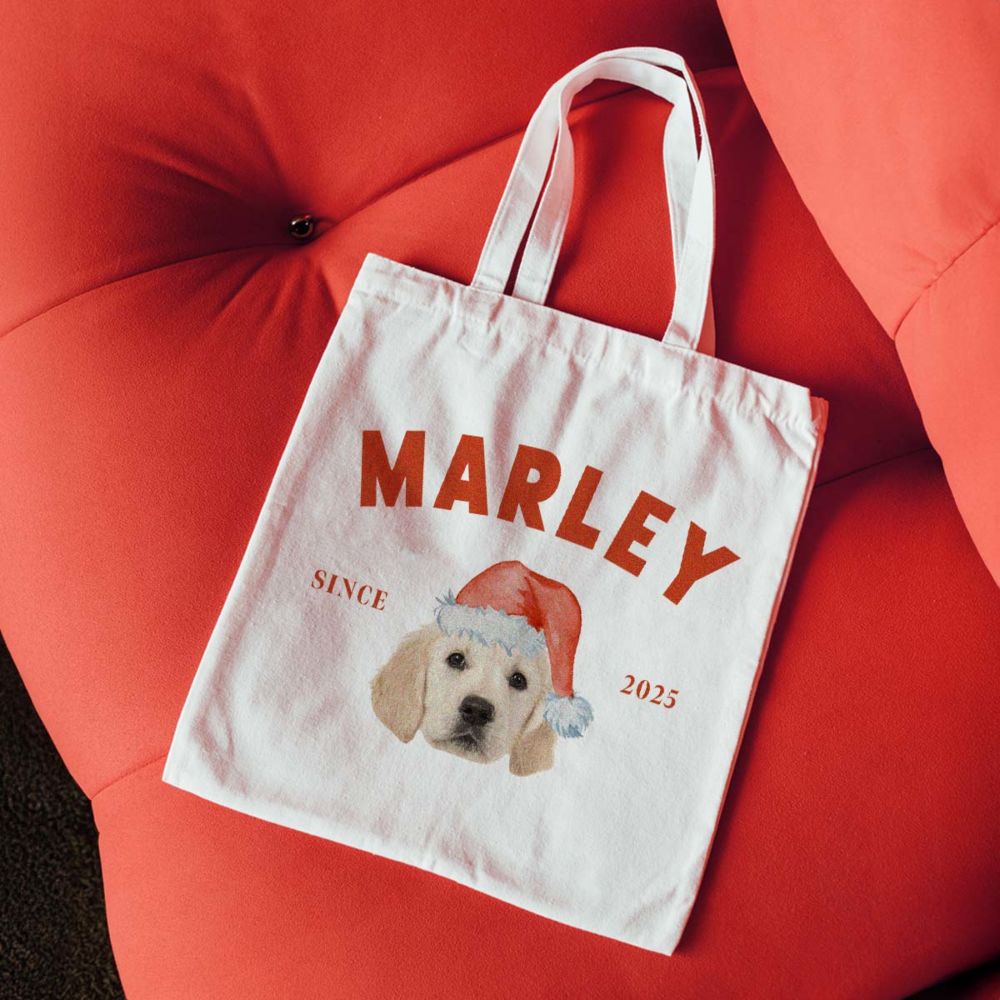 Personalised Tote Bag with Pet in Christmas Hat