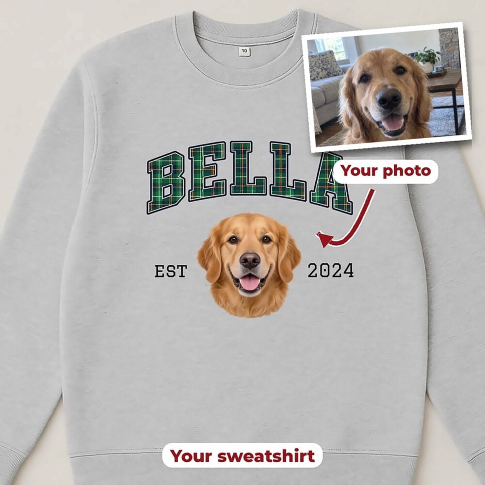 Personalised Pet Sweatshirt with Photo, Name and Year