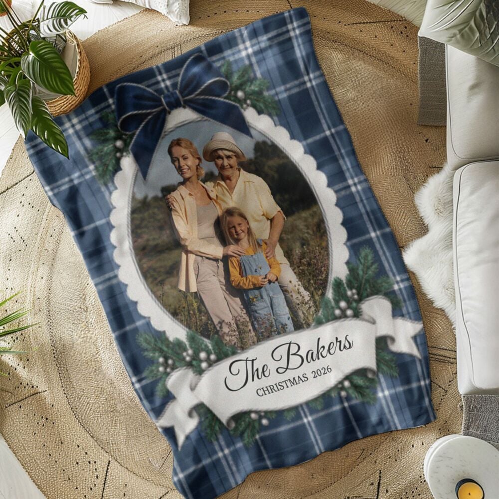 Personalised Christmas Blanket with Photo and Text