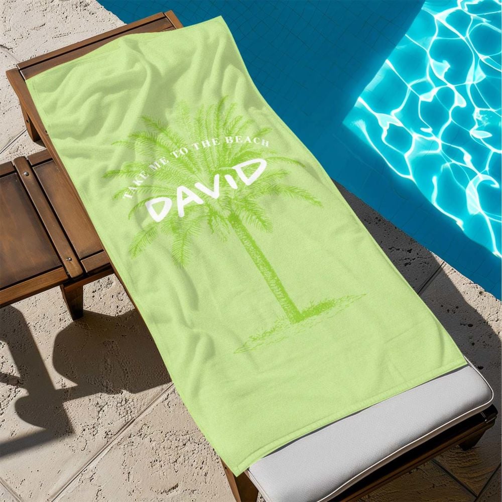 Personalised Towel with Palm Tree Design and Text