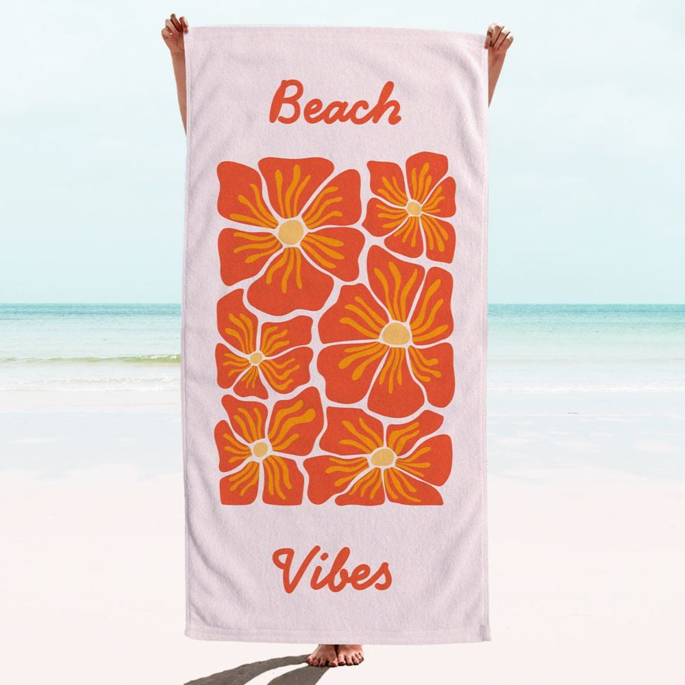 Personalisierbares Retro-Handtuch mit Blumen und Text