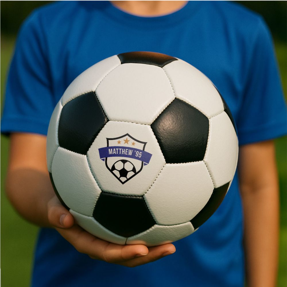 Personalisierbarer Fußball mit Text und Wappen