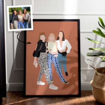 Personalised Hand-Drawn 3 Person Illustration Poster - Design