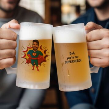 Personalised Superhero Face Beer Mug