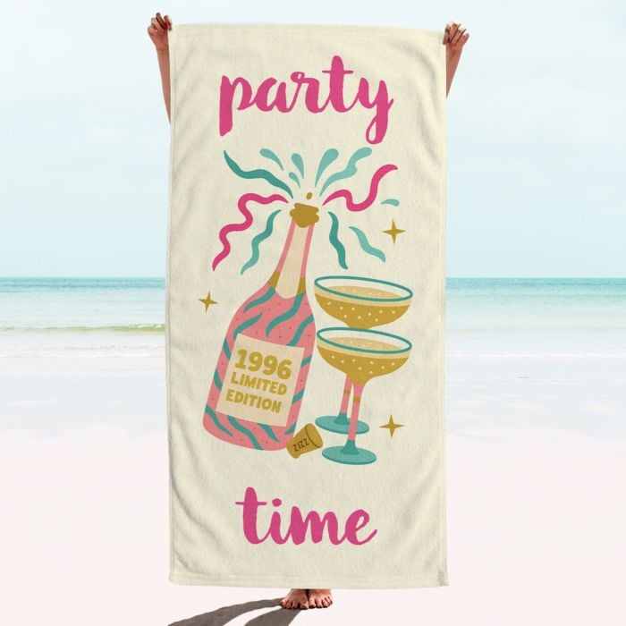 Personalised Towel with Champagne Bottle and Text