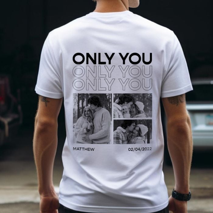 Personalised T-Shirt with Black and White Photos and Text