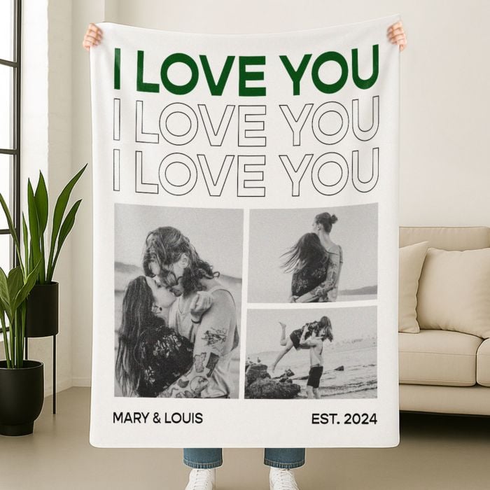 Personalised Blanket with Monochrome Photos and Text