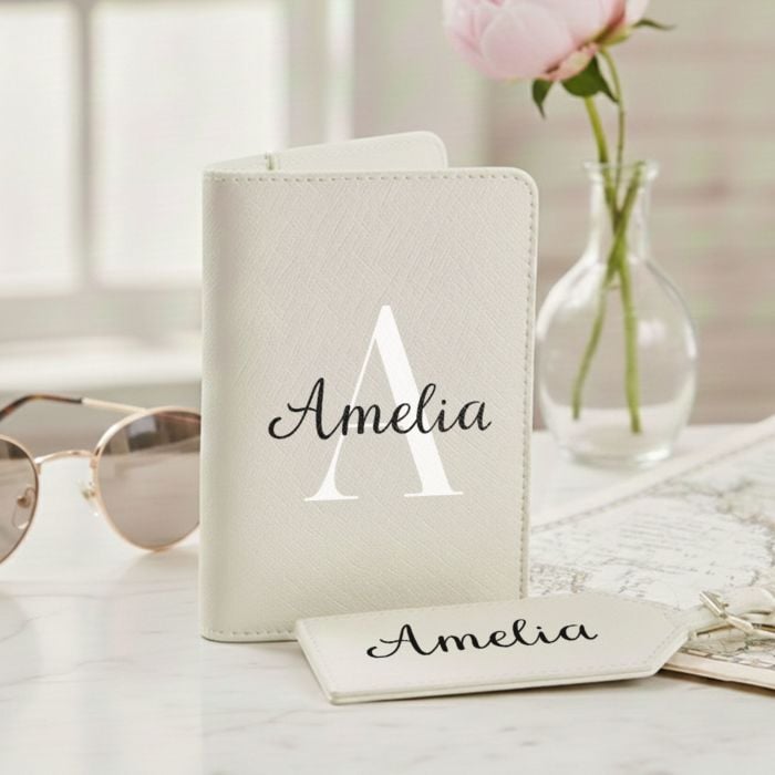 Personalised Passport Cover & Luggage Tag Set – Monogram Edition