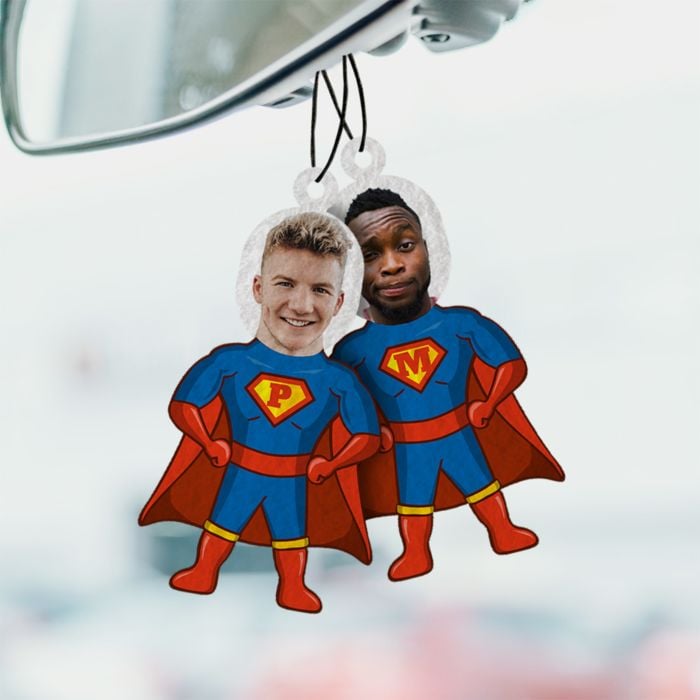 Personalised Superhero Face Air Freshener (Set of 2)