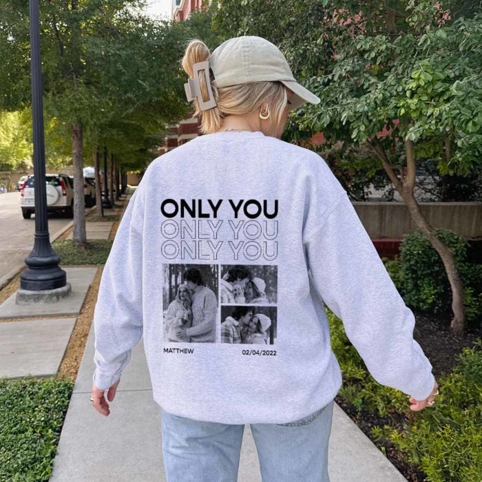 Personalised Sweatshirt with Monochrome Photos and Text