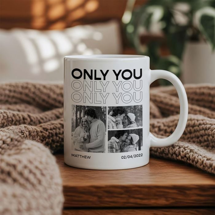Personalised Mug with Monochrome Photos and Text