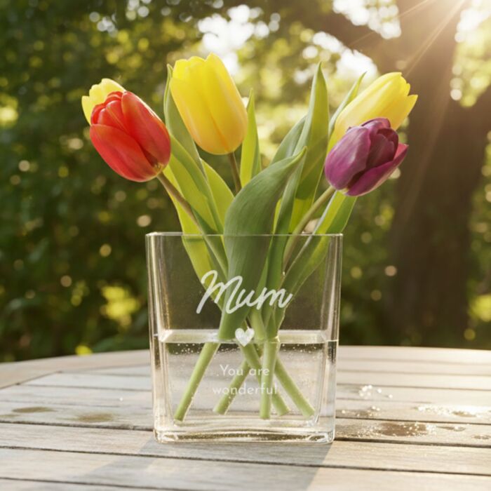 Personalised Flower Vase with Text and Symbol