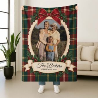 Personalised Christmas Blanket with Photo and Text