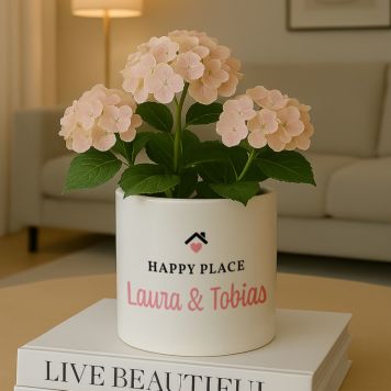 Personalised Flower Pot with Text and Symbol - Design