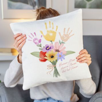 Personalised Handprint Bouquet Cushion Cover - 2 Handprints - Design